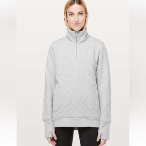 Lululemon Forever Warm Pullover in Heathered Vapor; Quilted; Quarter Zip;  4